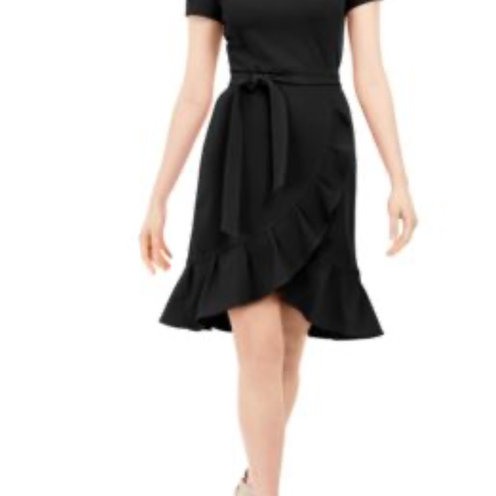 Calvin Klein Black Ruffle Midi Dress